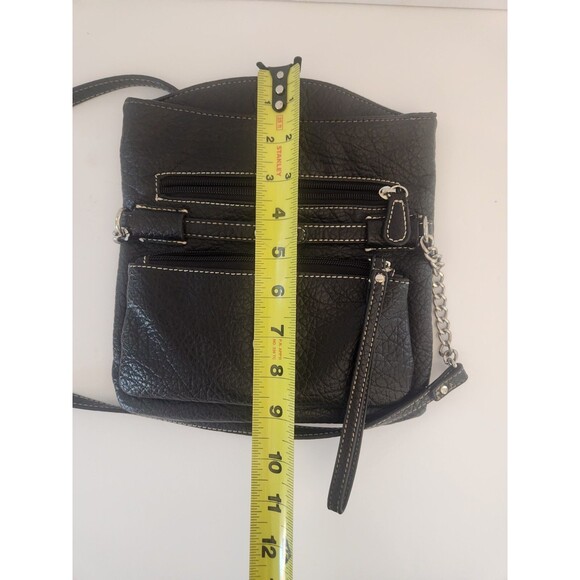 Nine West Black Crossbody Purse Multipocketed Pebble Faux Leather Fold Over - Picture 7 of 9